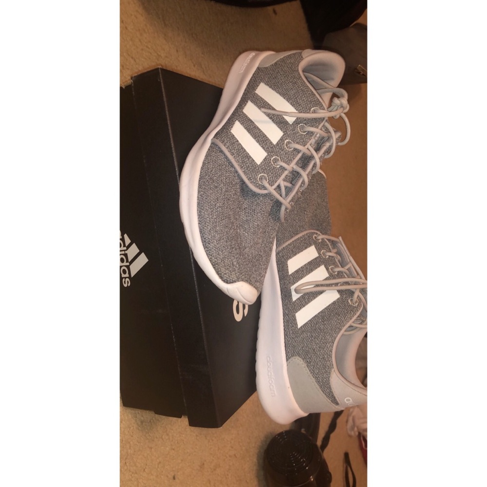 Gray adidas tennis shoes
